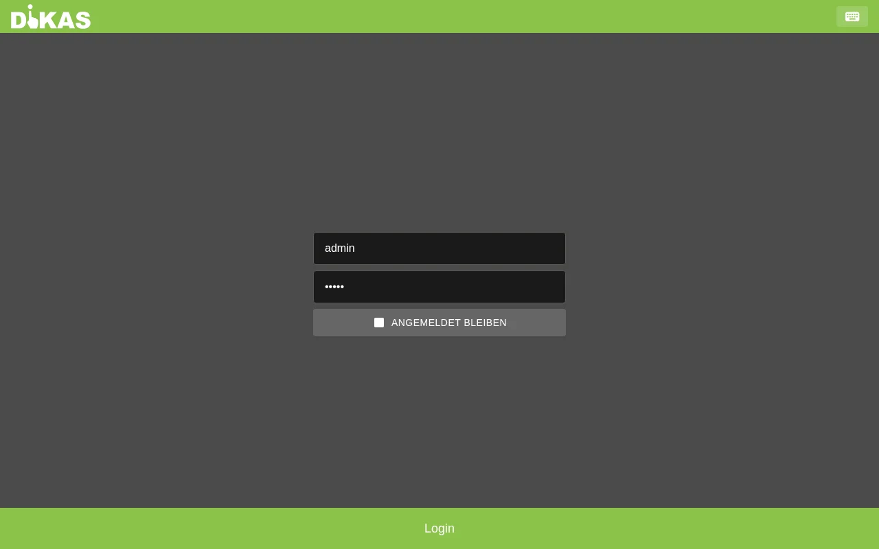 Login-Formular ausgefüllt