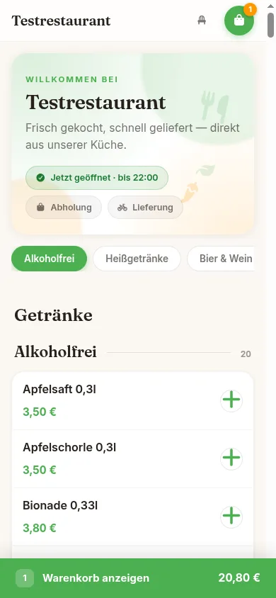 Online-Shop auf dem Smartphone
